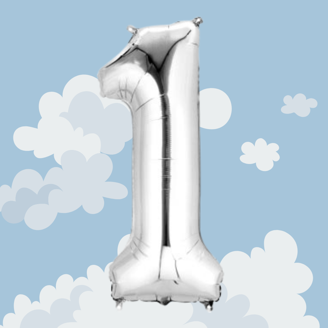 FOIL BALLOON LARGE SILVER ONE 1