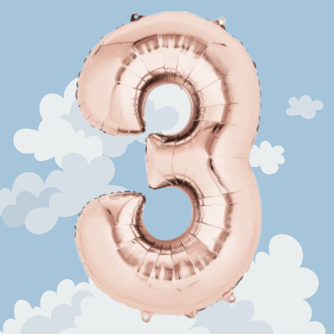 FOIL BALLOON LARGE ROSE GOLD THREE 3