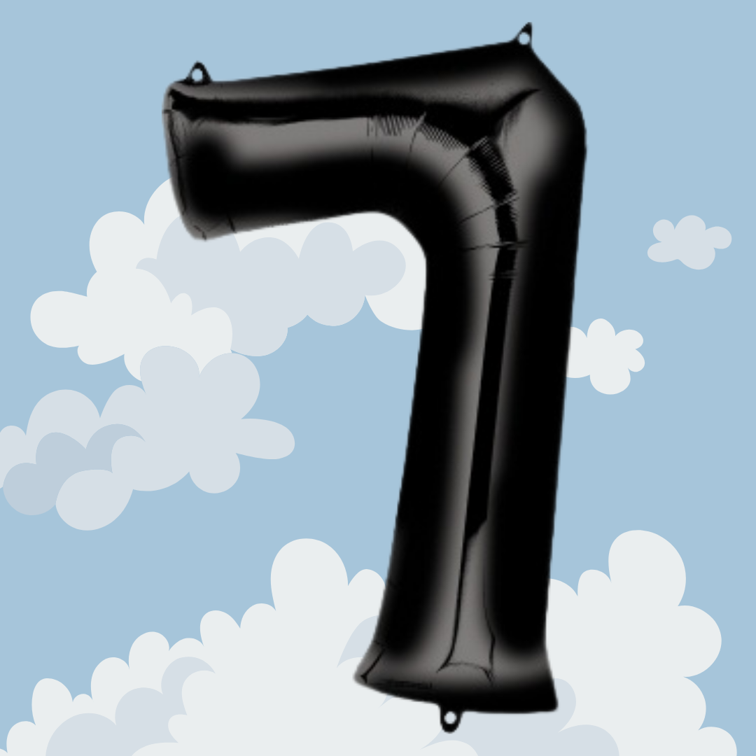 FOIL BALLOON LARGE BLACK SEVEN 7