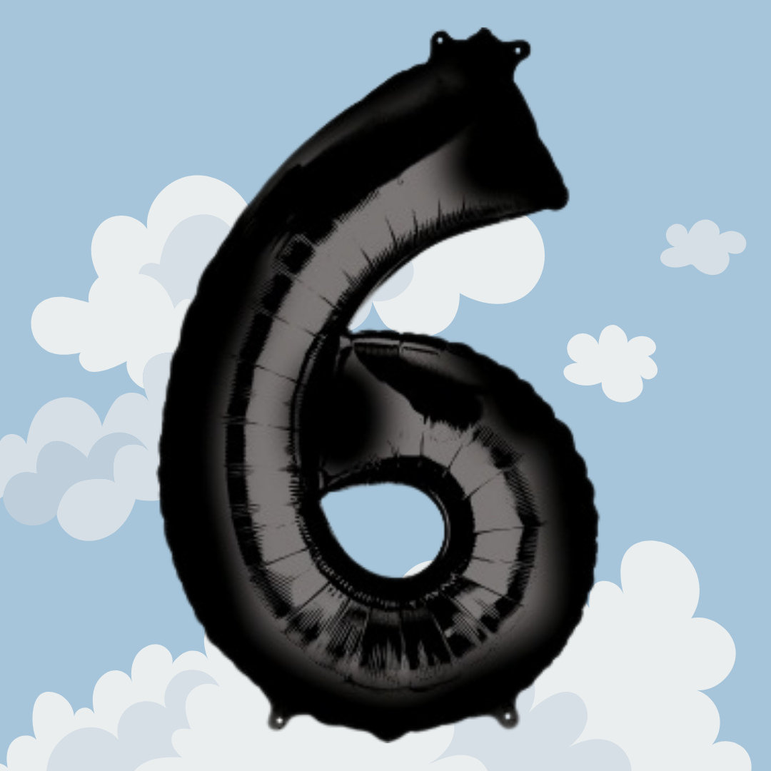 FOIL BALLOON LARGE BLACK SIX 6
