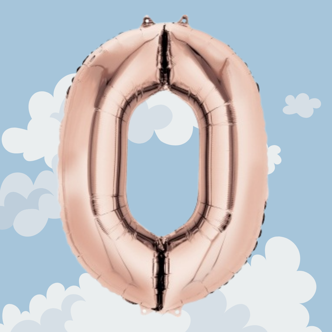 FOIL BALLOON LARGE ROSE GOLD ZERO 0