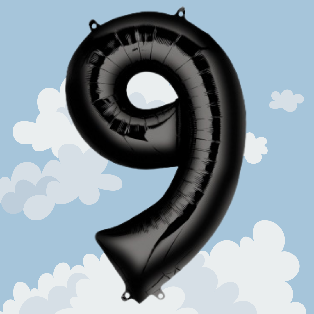 FOIL BALLOON LARGE BLACK NINE 9