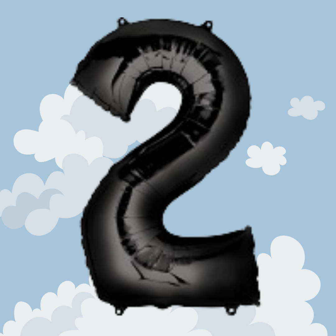 FOIL BALLOON LARGE BLACK TWO 2