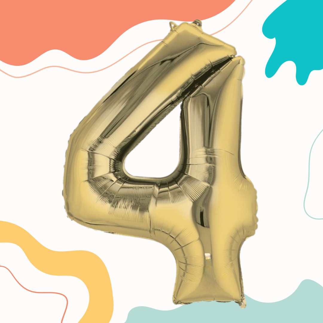 FOIL BALLOON LARGE WHITE GOLD FOUR 4