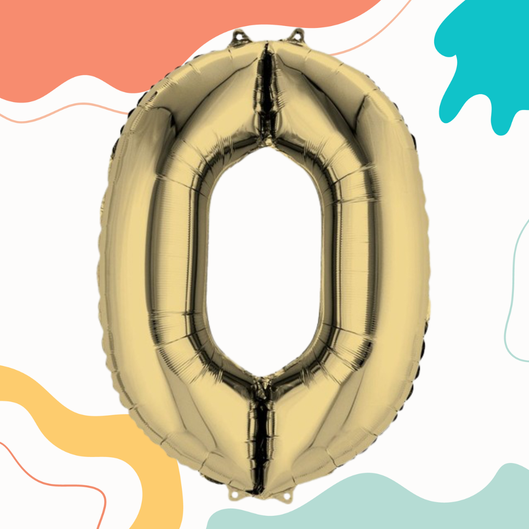 FOIL BALLOON LARGE WHITE GOLD ZERO 0