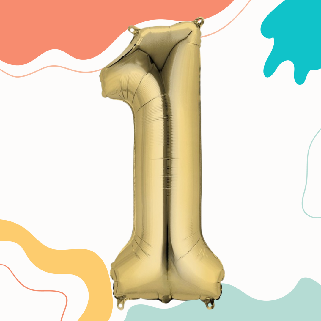FOIL BALLOON LARGE WHITE GOLD ONE 1