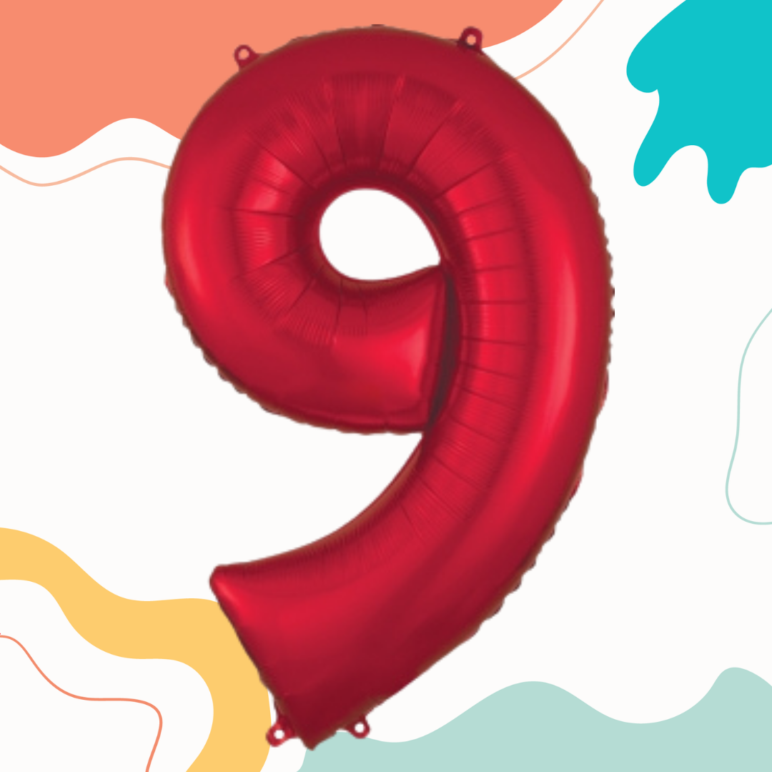 FOIL BALLOON LARGE RED NINE 9