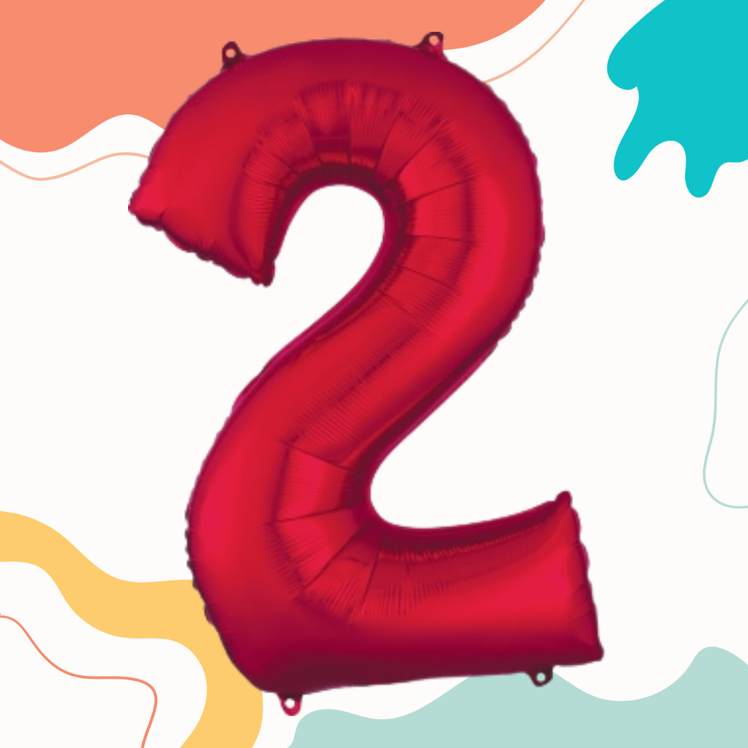 FOIL BALLOON LARGE RED TWO 2