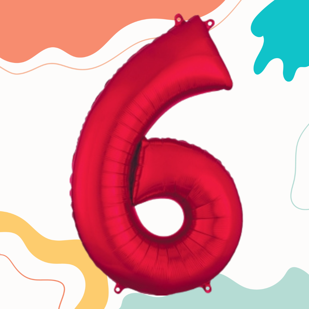 FOIL BALLOON LARGE RED SIX 6