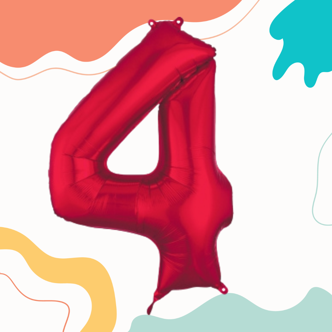 FOIL BALLOON LARGE RED FOUR 4