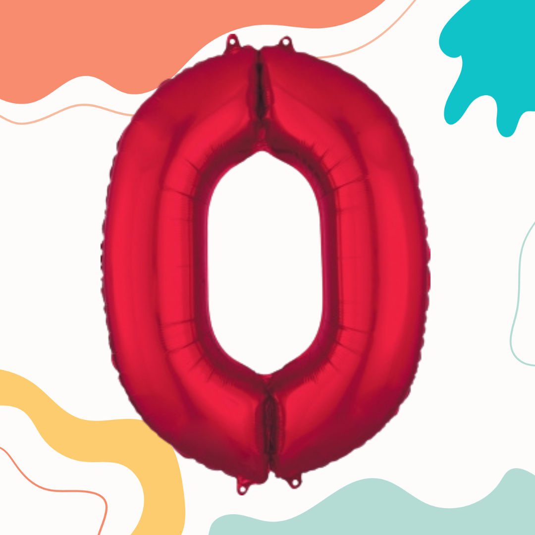 FOIL BALLOON LARGE RED ZERO 0