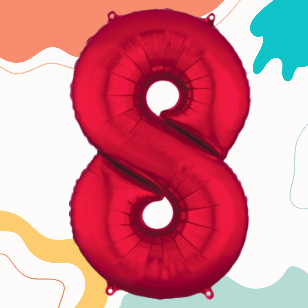 FOIL BALLOON LARGE RED EIGHT 8