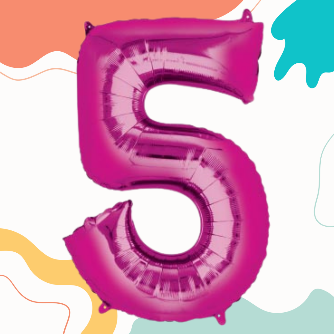 FOIL BALLOON LARGE CERISE PINK FIVE 5