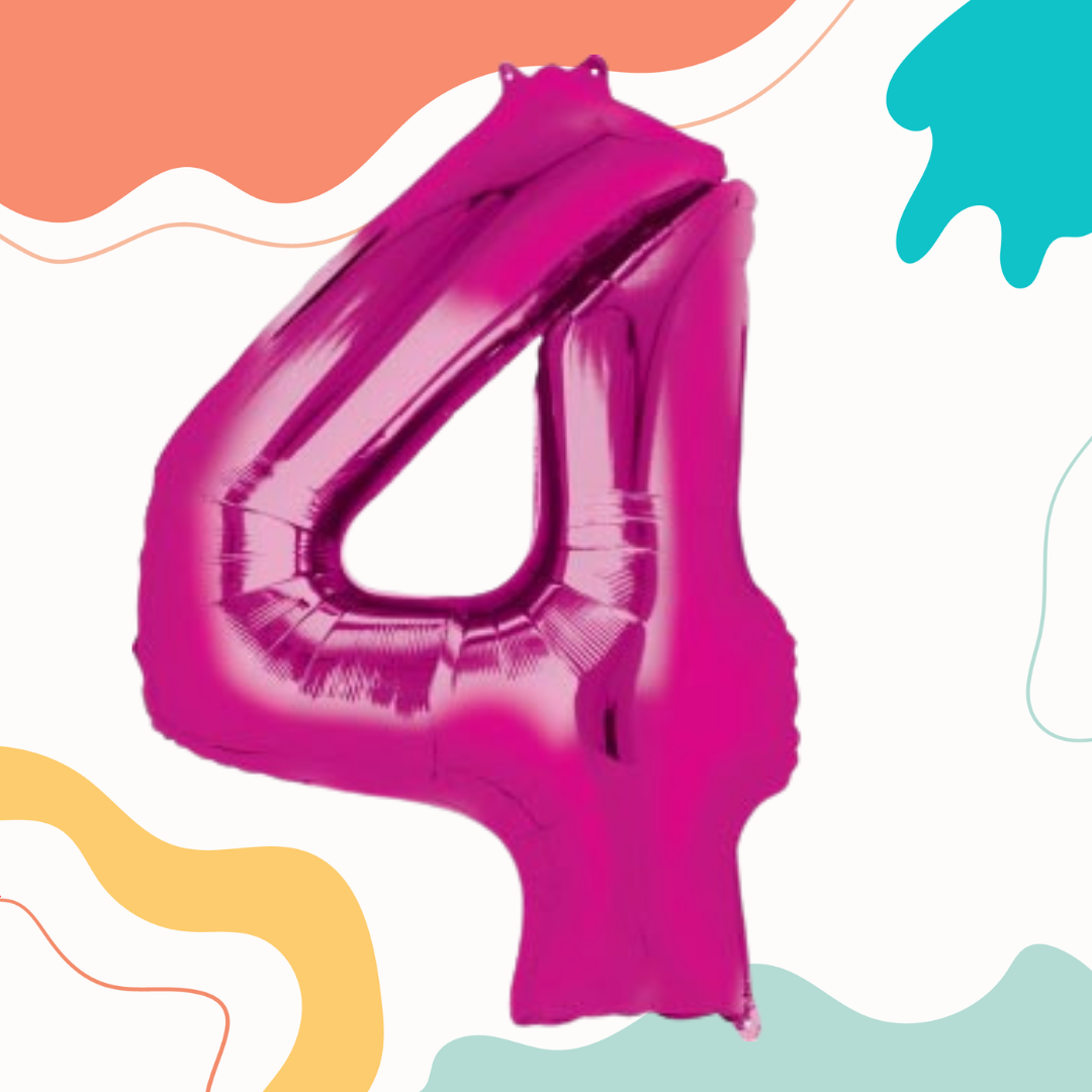 FOIL BALLOON LARGE CERISE PINK FOUR 4