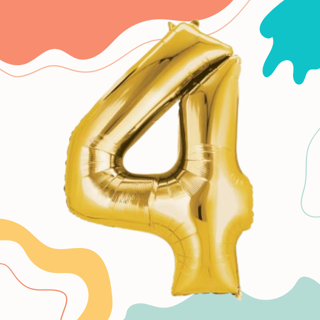 FOIL BALLOON LARGE YELLOW GOLD FOUR 4