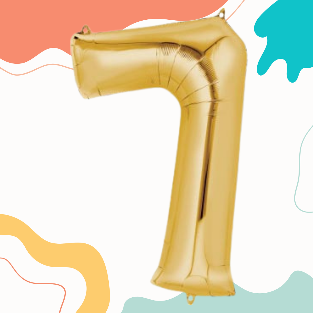 FOIL BALLOON LARGE YELLOW GOLD SEVEN 7