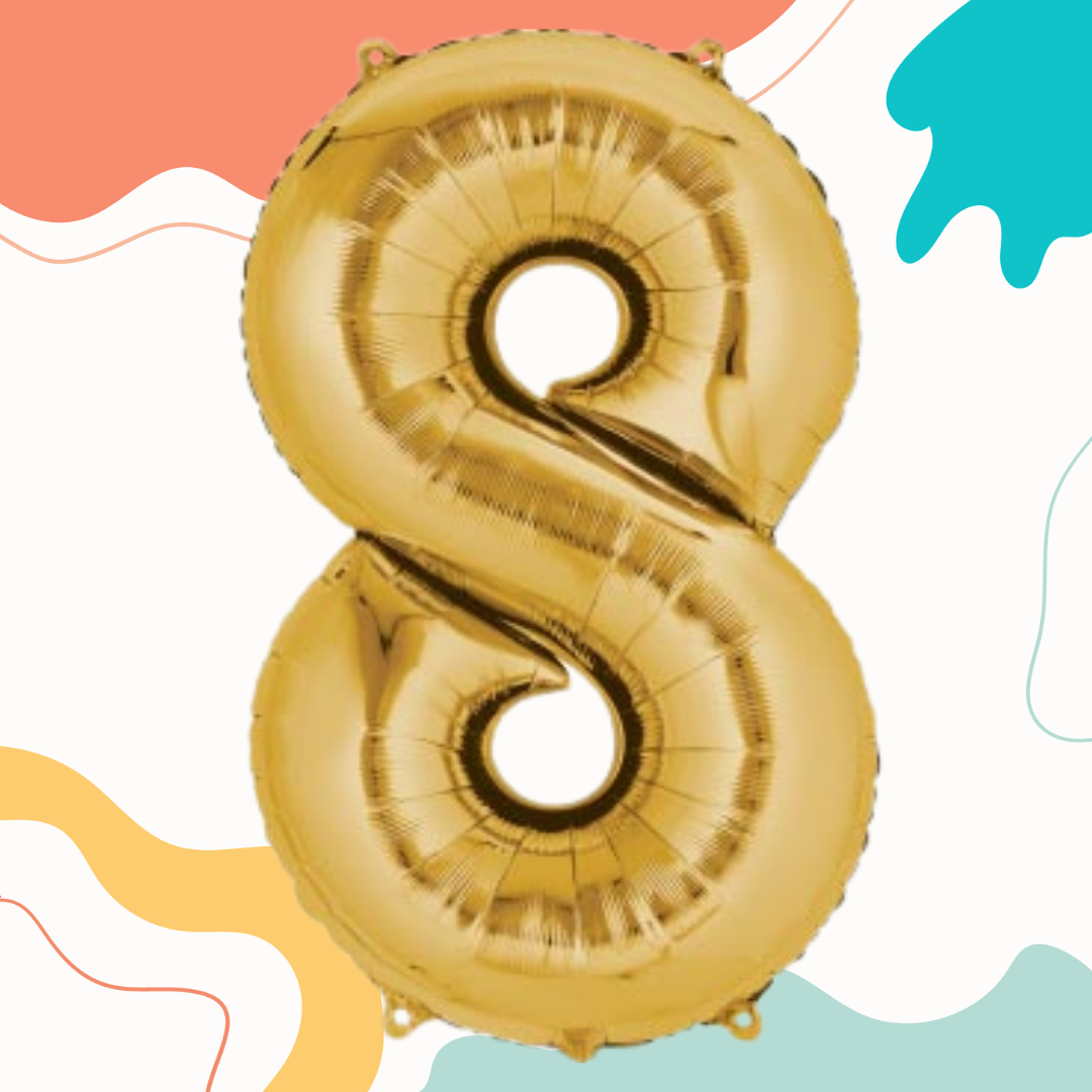 FOIL BALLOON LARGE YELLOW GOLD EIGHT 8