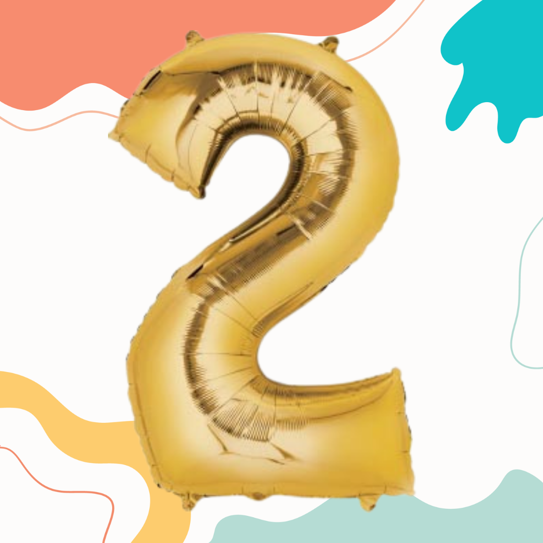 FOIL BALLOON LARGE YELLOW GOLD TWO 2