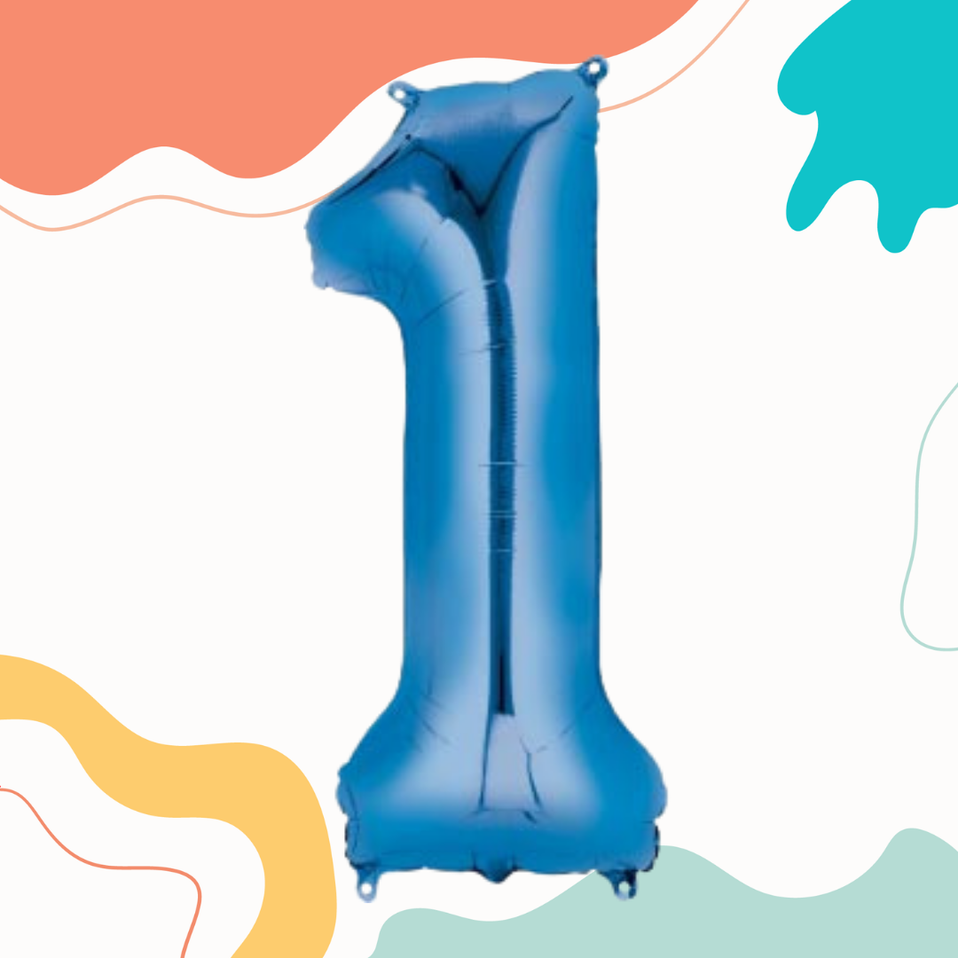 FOIL BALLOON LARGE BLUE ONE 1