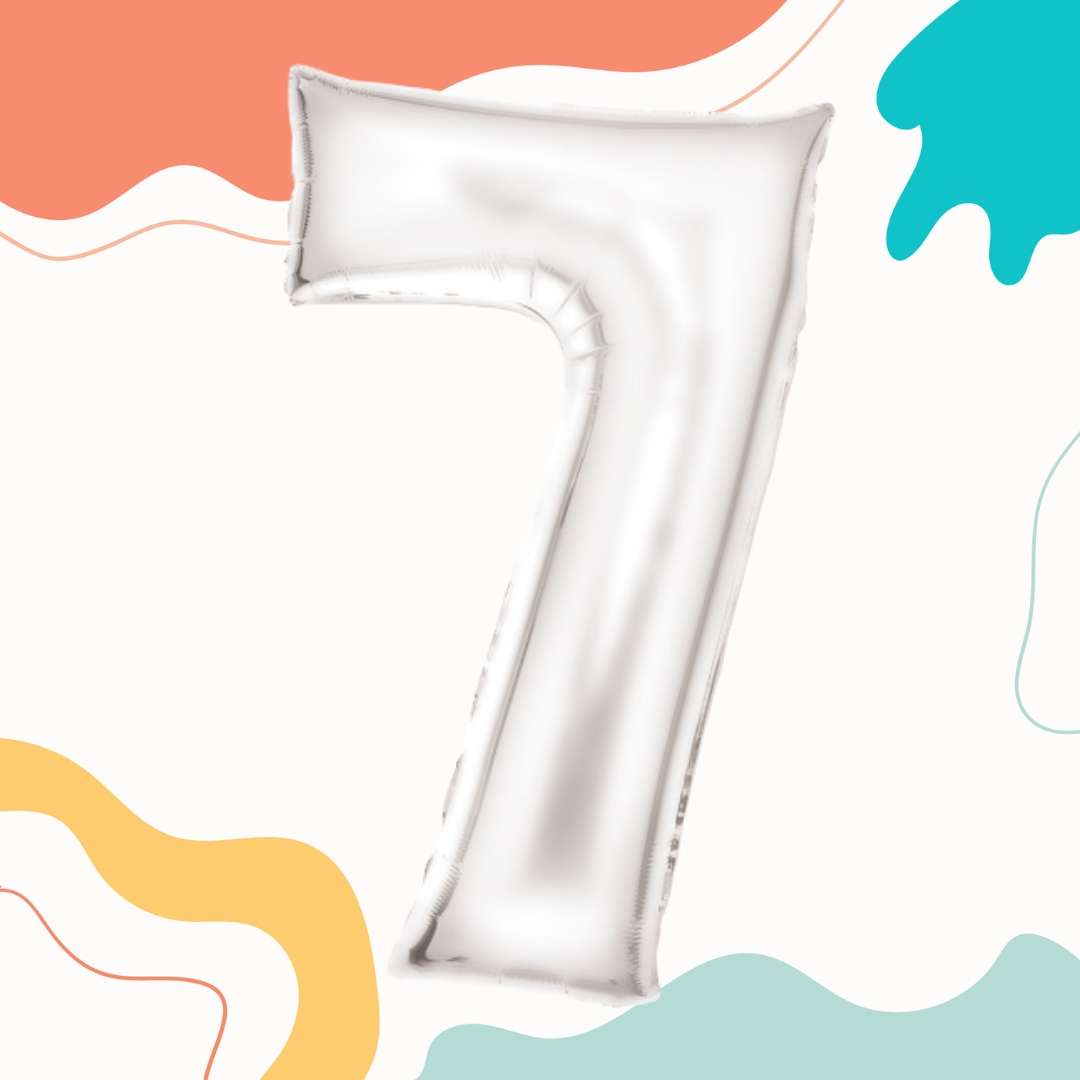 FOIL BALLOON LARGE SILK WHITE SEVEN 7
