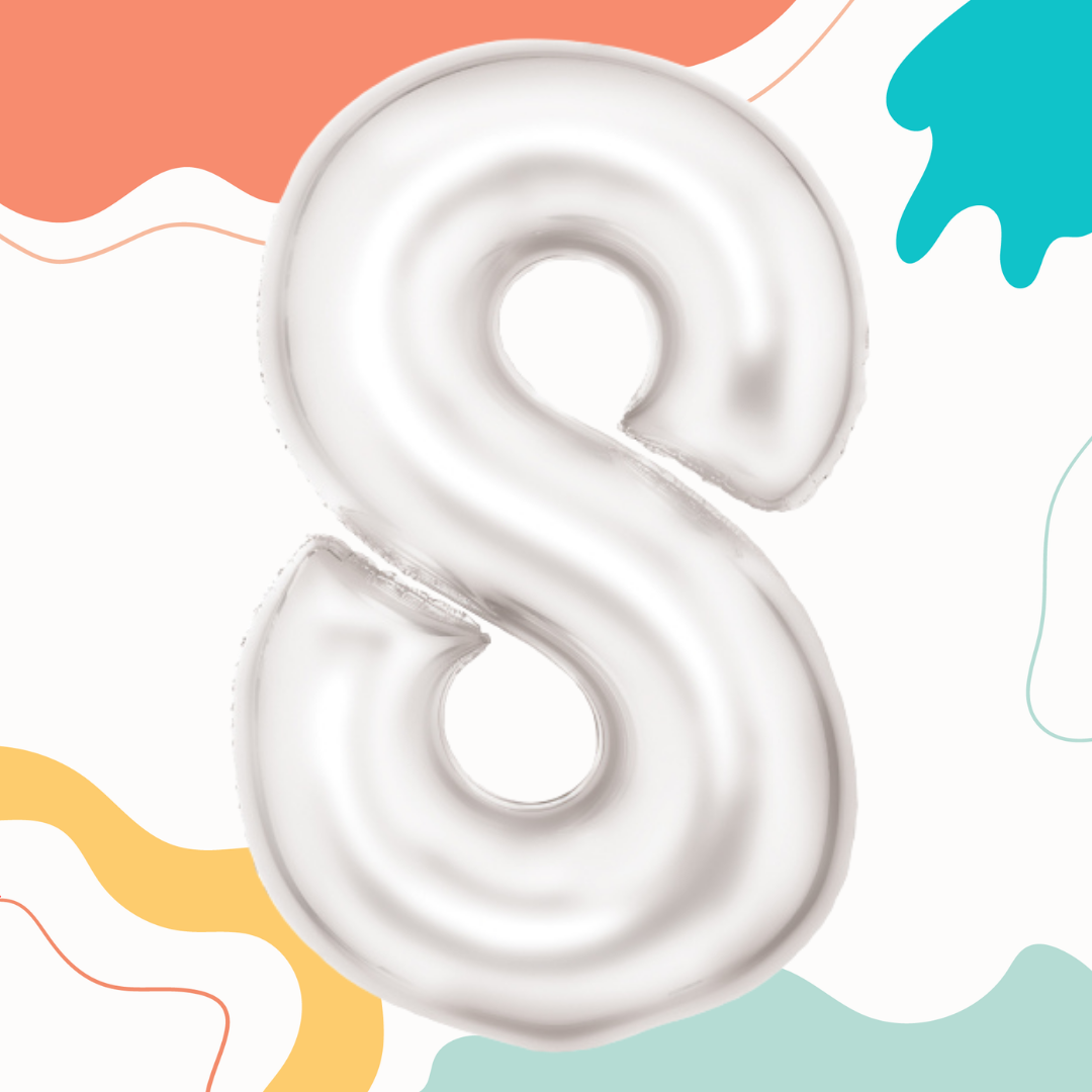 FOIL BALLOON LARGE SILK WHITE EIGHT 8