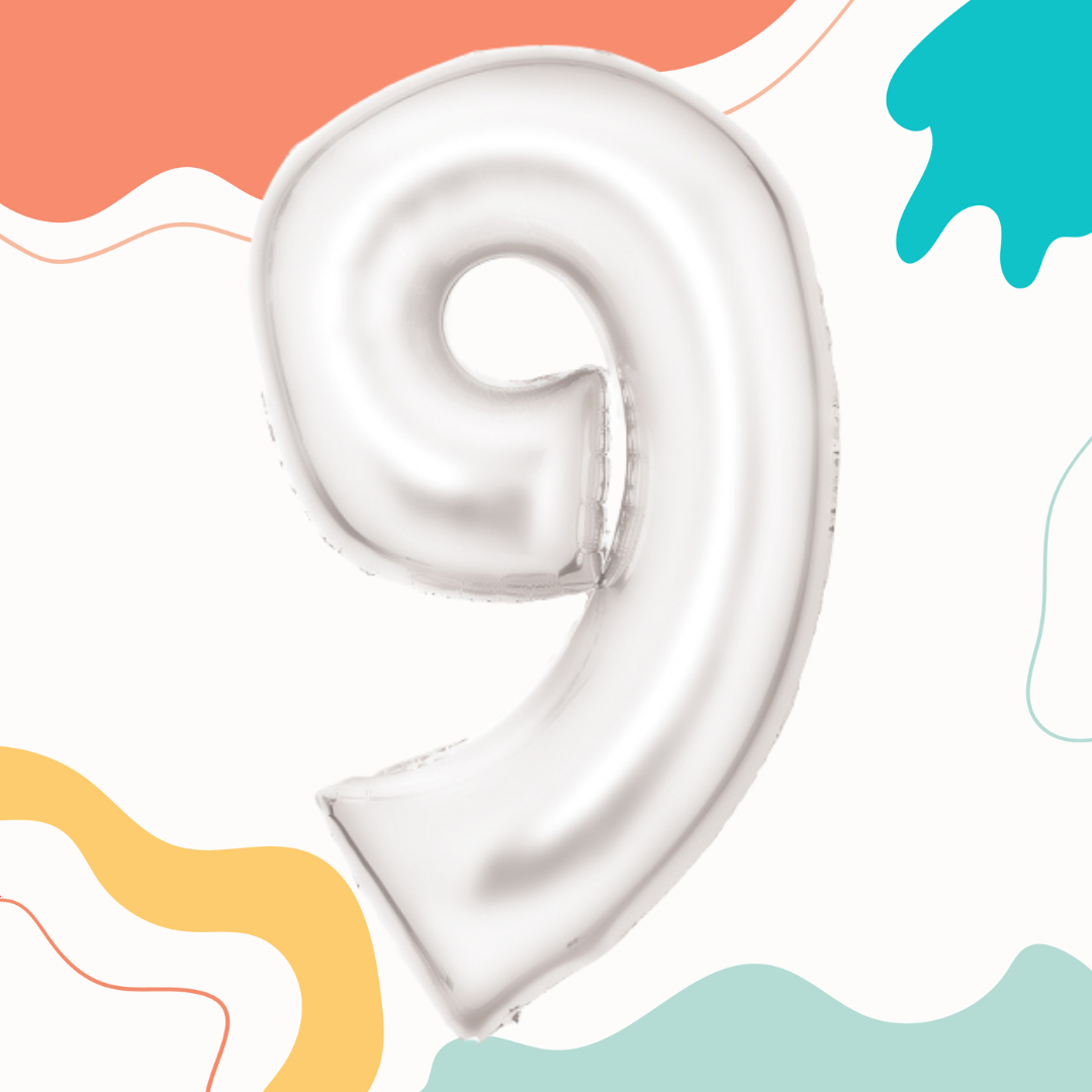 FOIL BALLOON LARGE SILK WHITE NINE 9