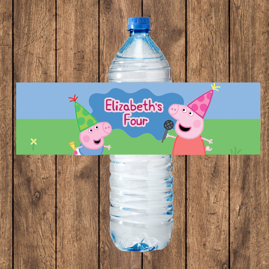PEPPA PIG BOTTEL LABELS SET OF 4 Muddy Puddles Blue