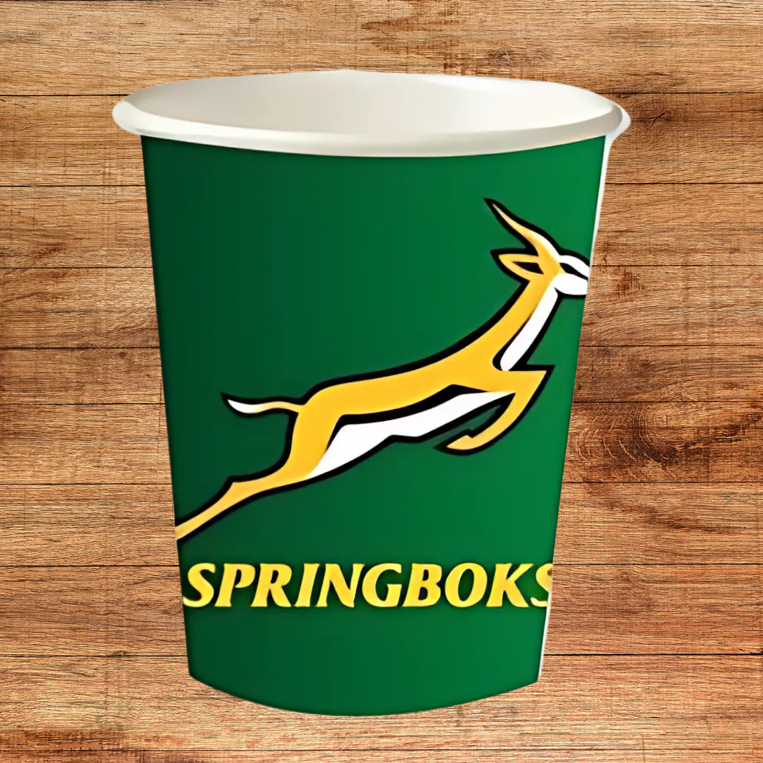 Springbok Themed Paper Cups Pack of 8