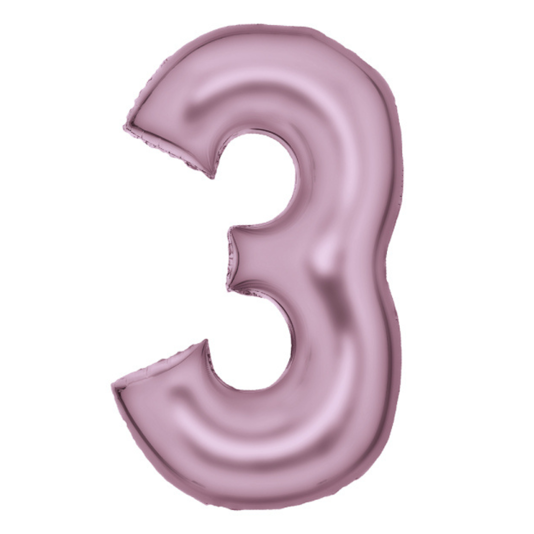 FOIL BALLOON LARGE PASTEL PINK THREE 3