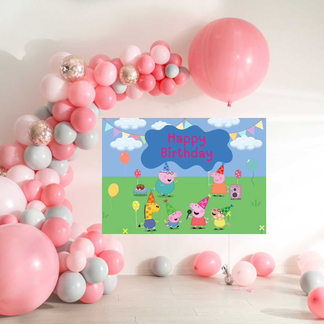 Peppa Pig Party Banner Blue Muddy Puddles