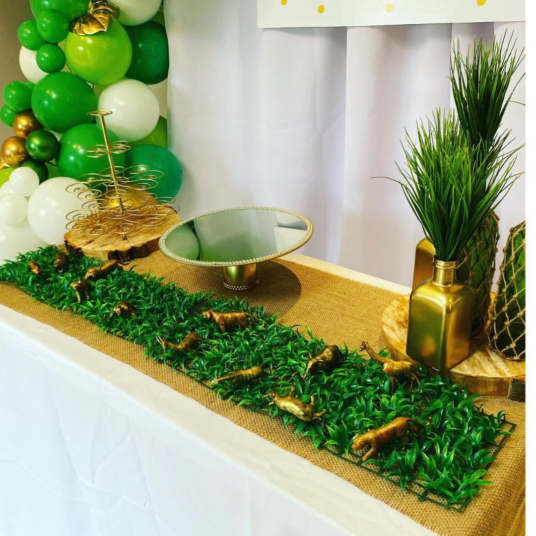 WILD ONE SAFARI JUNGLE PARTY DECOR V3 Rectangular Backdrop Balloon Garland Main Table