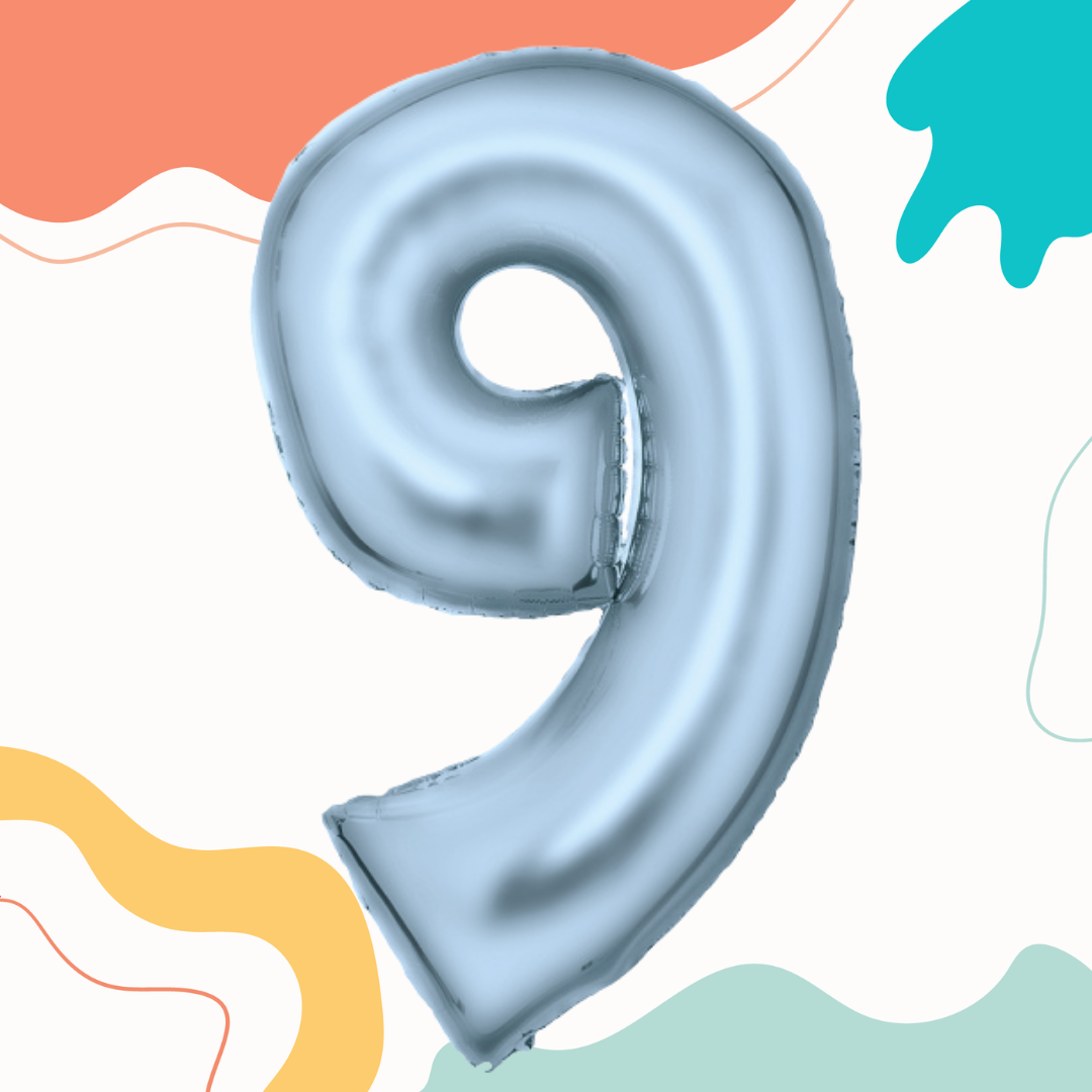 FOIL BALLOON LARGE PASTEL BLUE NINE 9