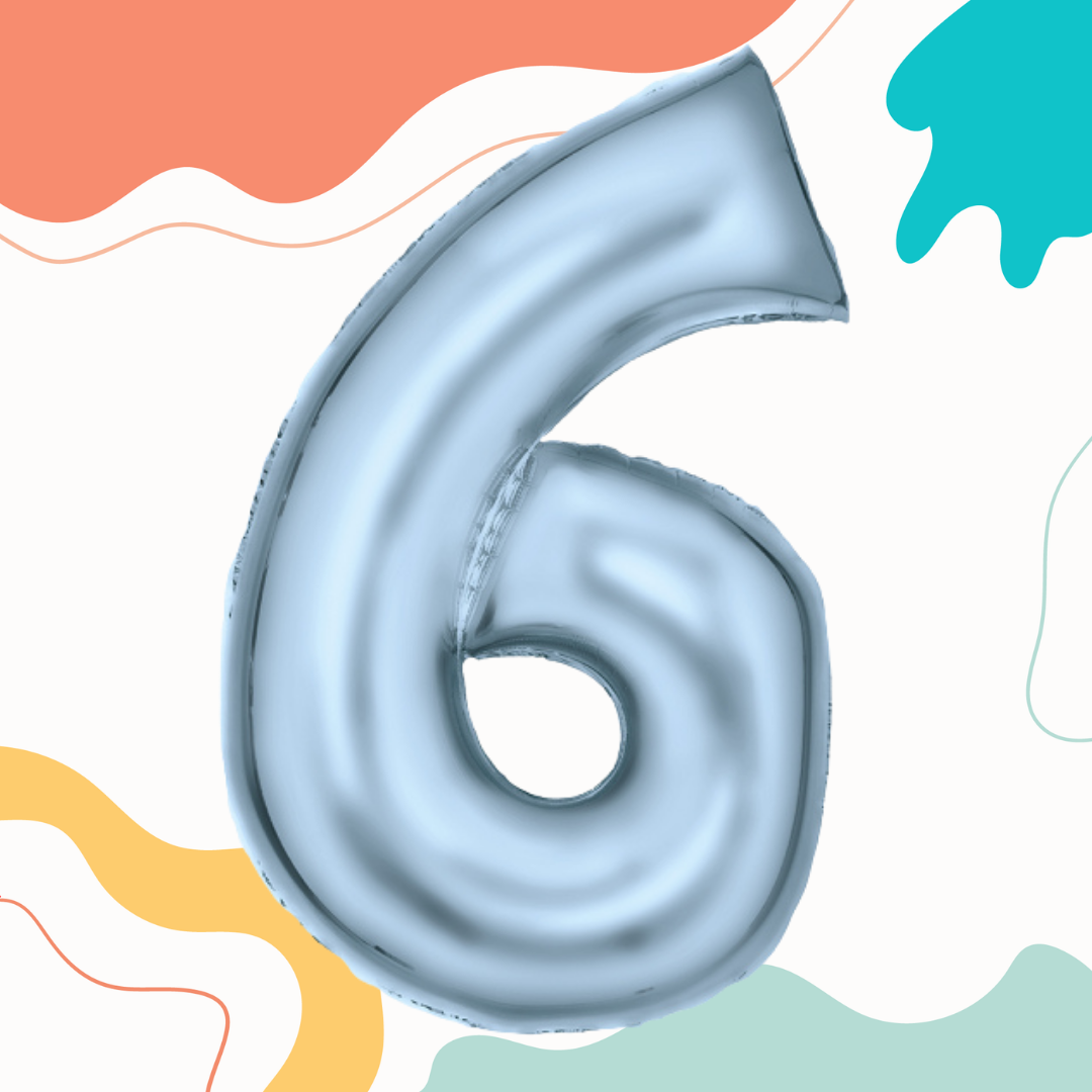 FOIL BALLOON LARGE PASTEL BLUE SIX 6