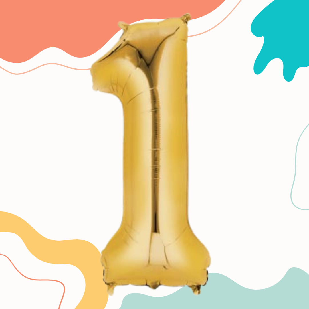 FOIL BALLOON LARGE YELLOW GOLD ONE 1