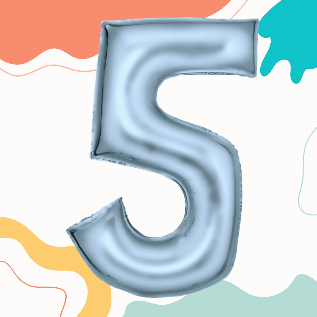 FOIL BALLOON LARGE PASTEL BLUE FIVE 5