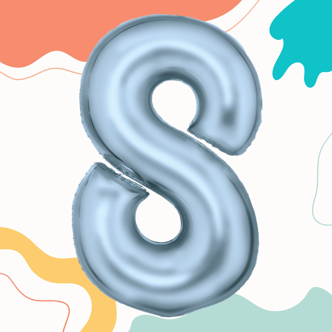 FOIL BALLOON LARGE PASTEL BLUE EIGHT 8