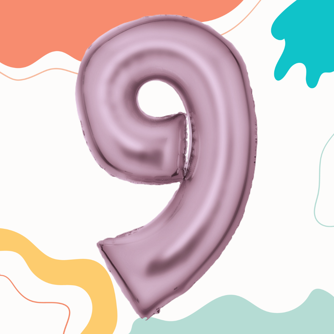 FOIL BALLOON LARGE PASTEL PINK NINE 9