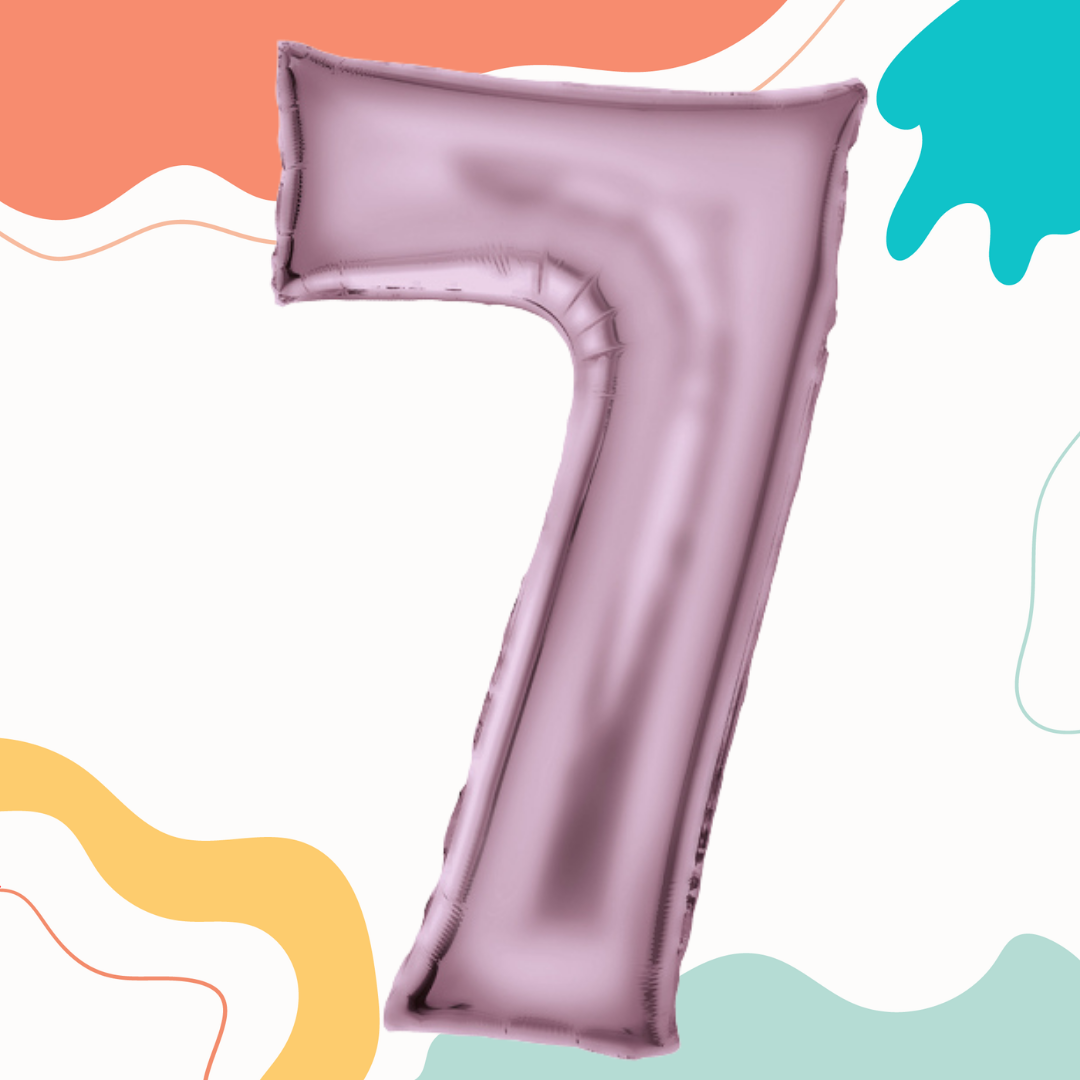 FOIL BALLOON LARGE PASTEL PINK SEVEN 7
