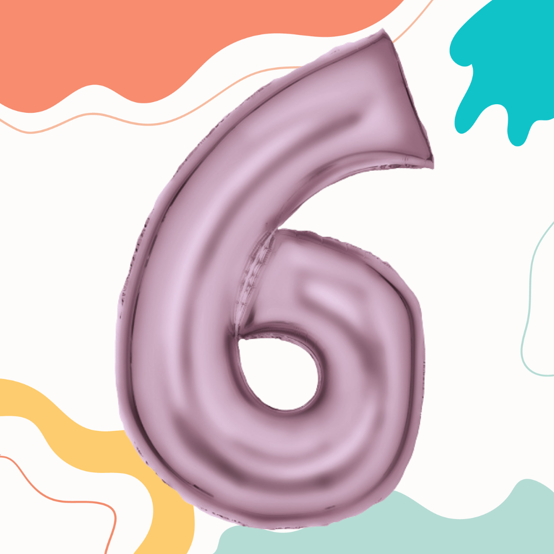 FOIL BALLOON LARGE PASTEL PINK SIX 6