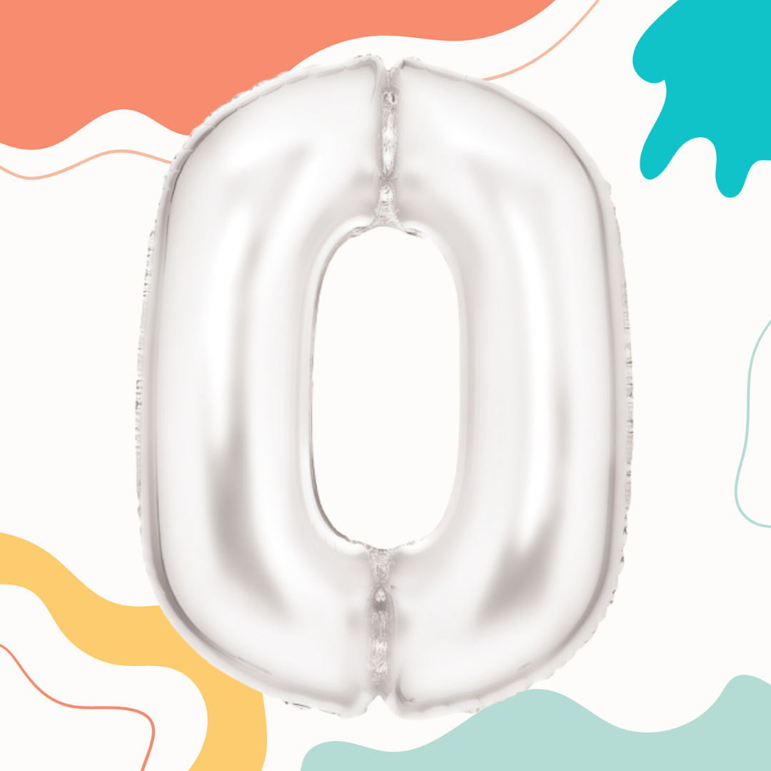 FOIL BALLOON LARGE SILK WHITE ZERO 0