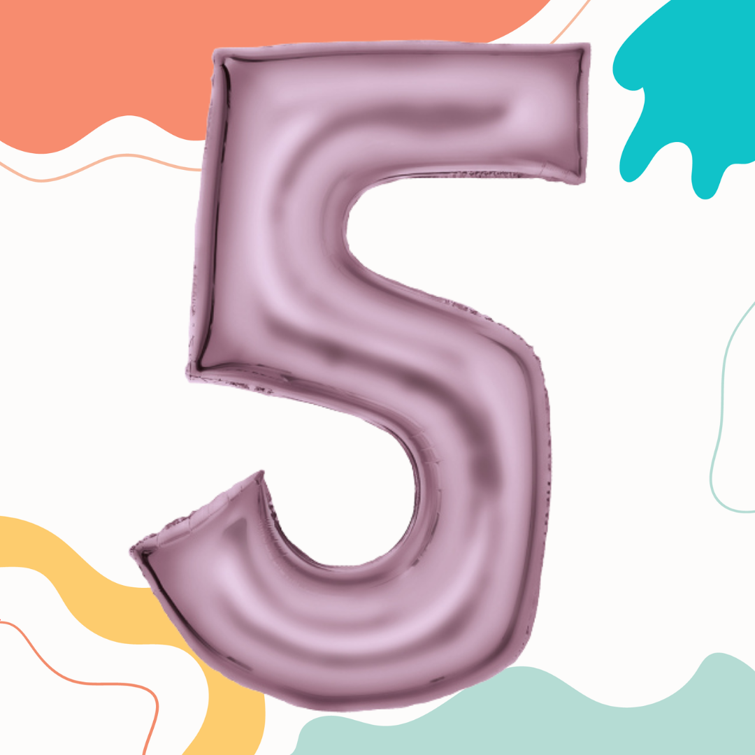 FOIL BALLOON LARGE PASTEL PINK FIVE 5