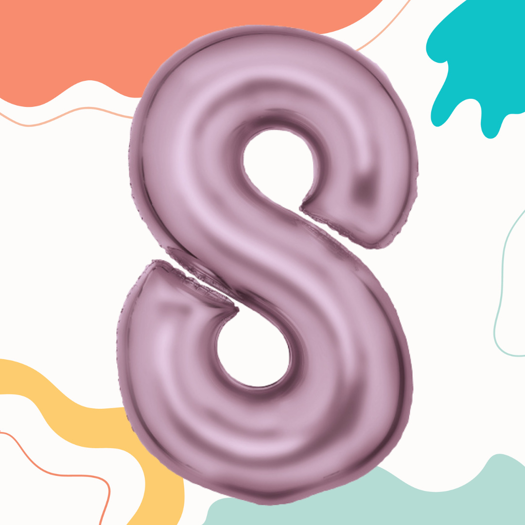 FOIL BALLOON LARGE PASTEL PINK EIGHT 8