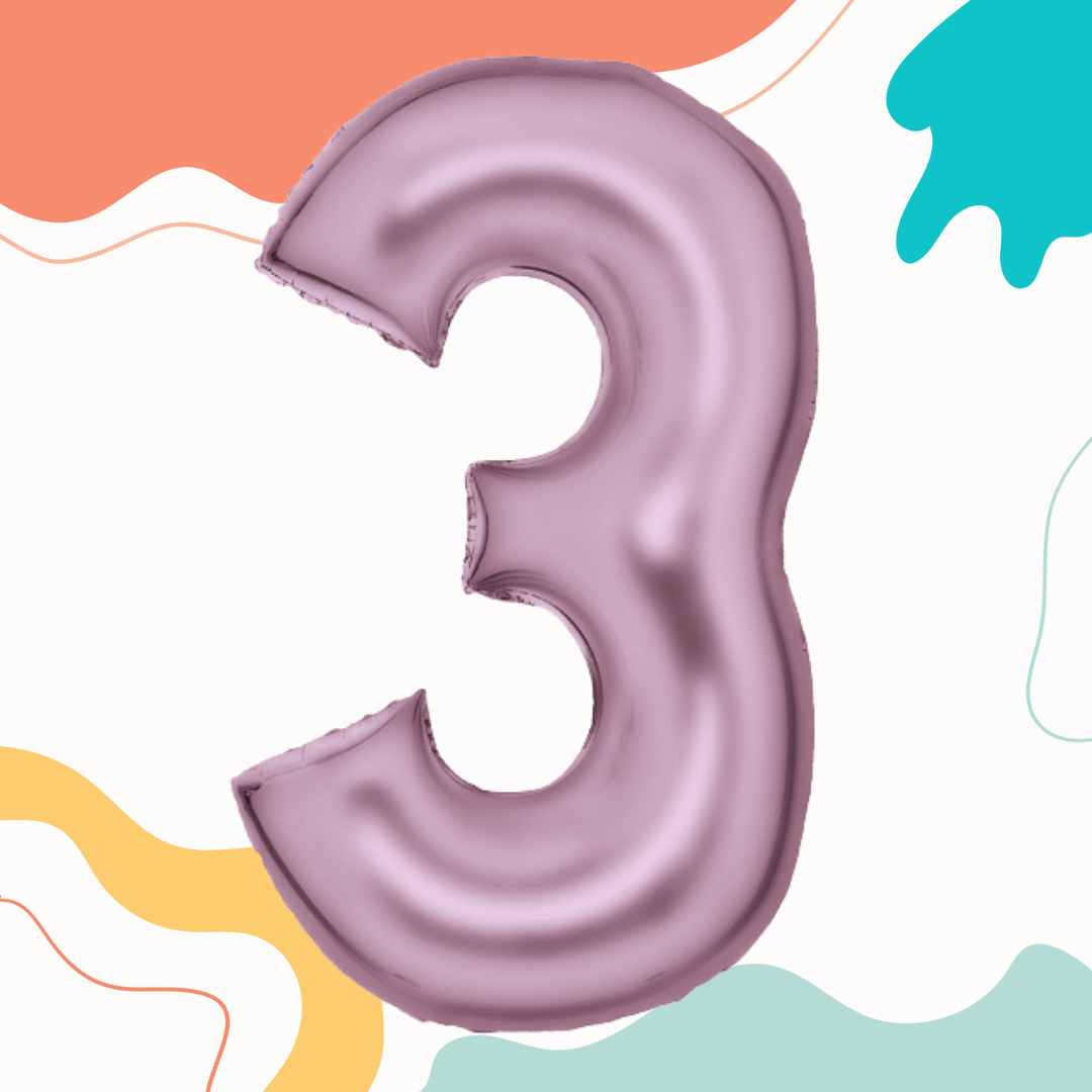 FOIL BALLOON LARGE PASTEL PINK THREE 3