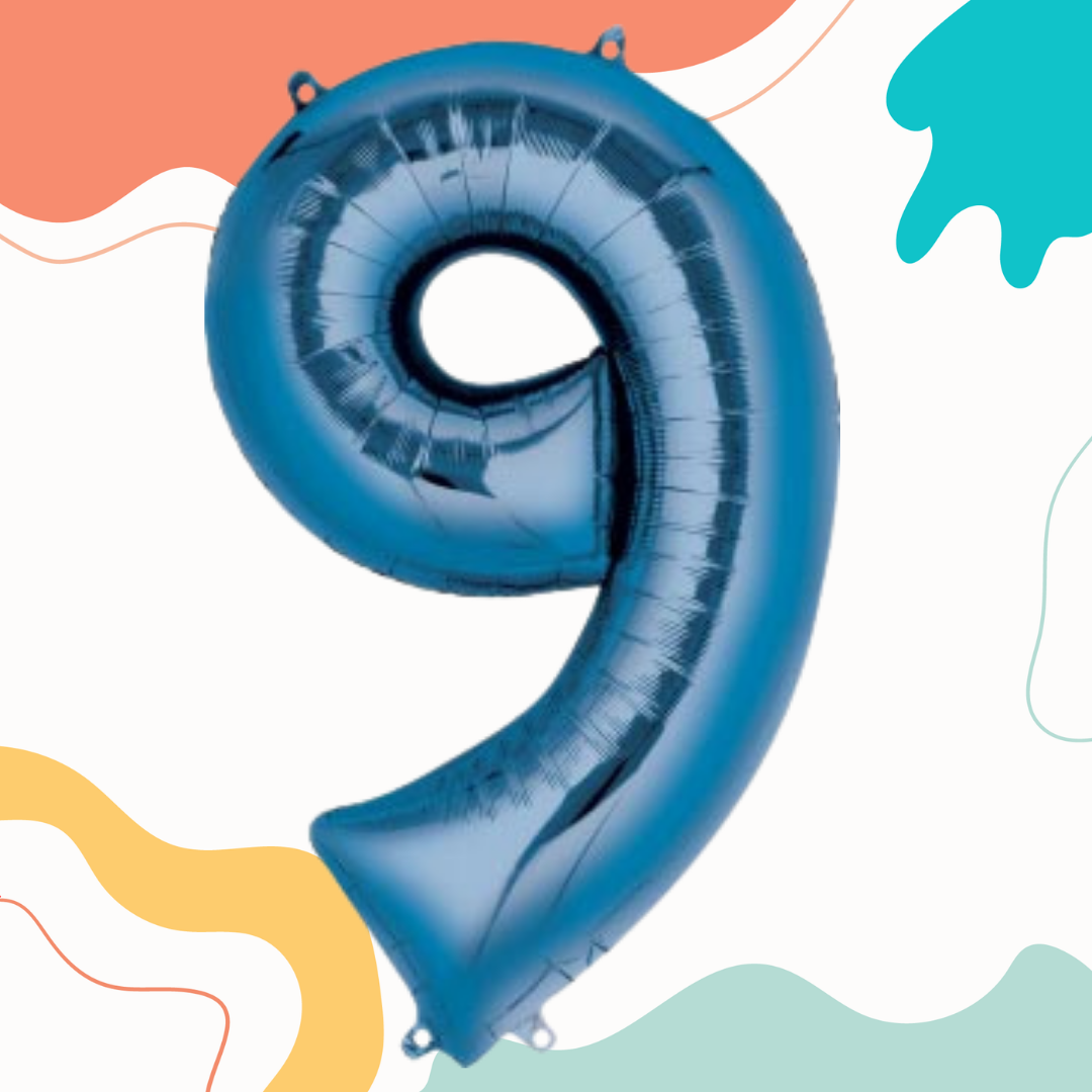 FOIL BALLOON LARGE BLUE NINE 9