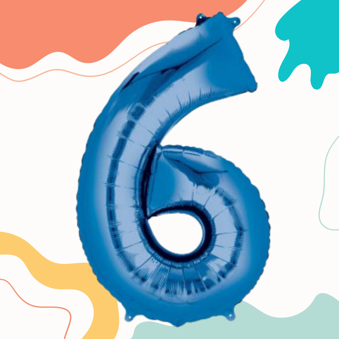 FOIL BALLOON LARGE BLUE SIX 6
