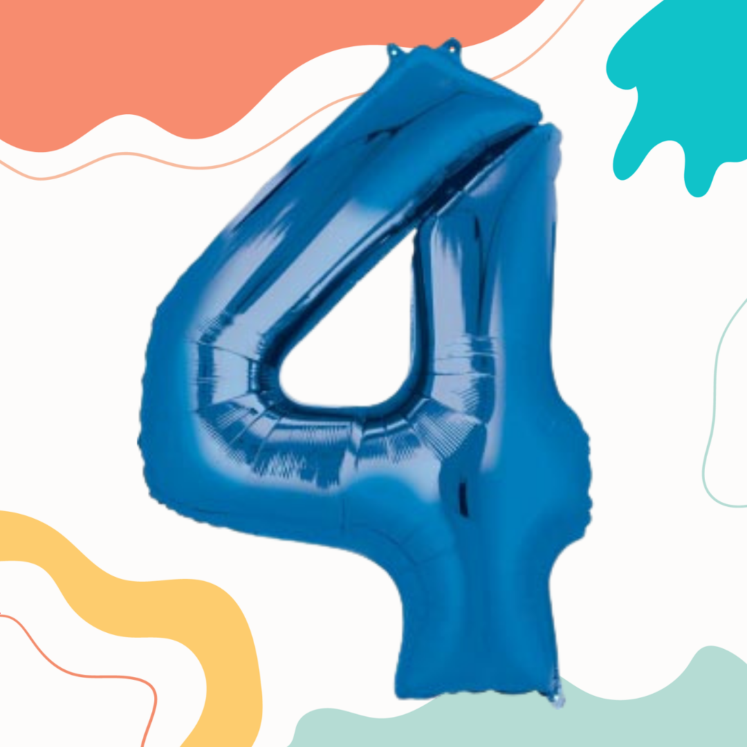 FOIL BALLOON LARGE BLUE FOUR 4