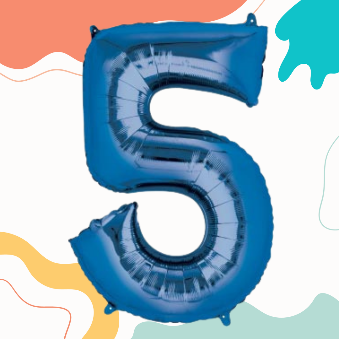 FOIL BALLOON LARGE BLUE FIVE 5