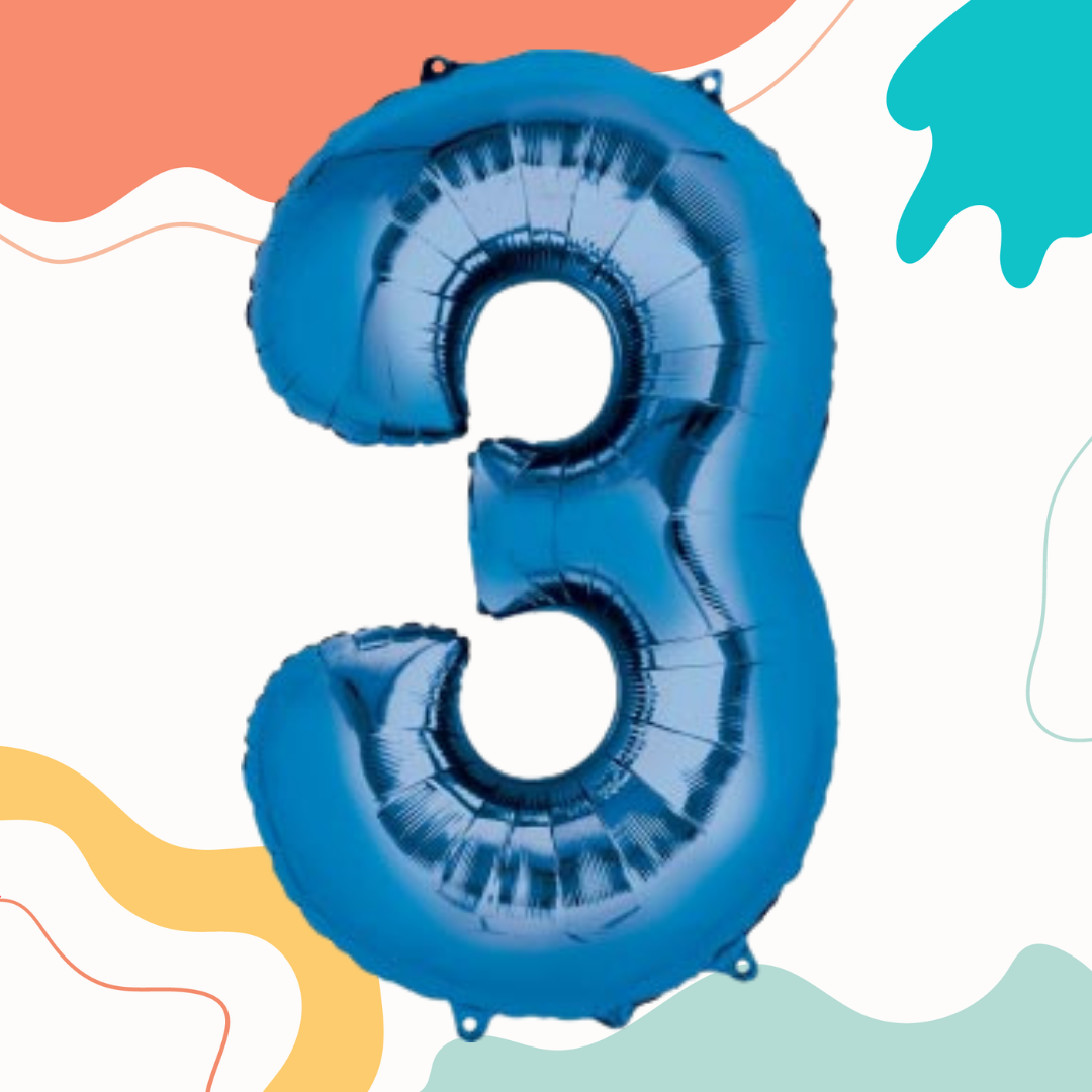 FOIL BALLOON LARGE BLUE THREE 3