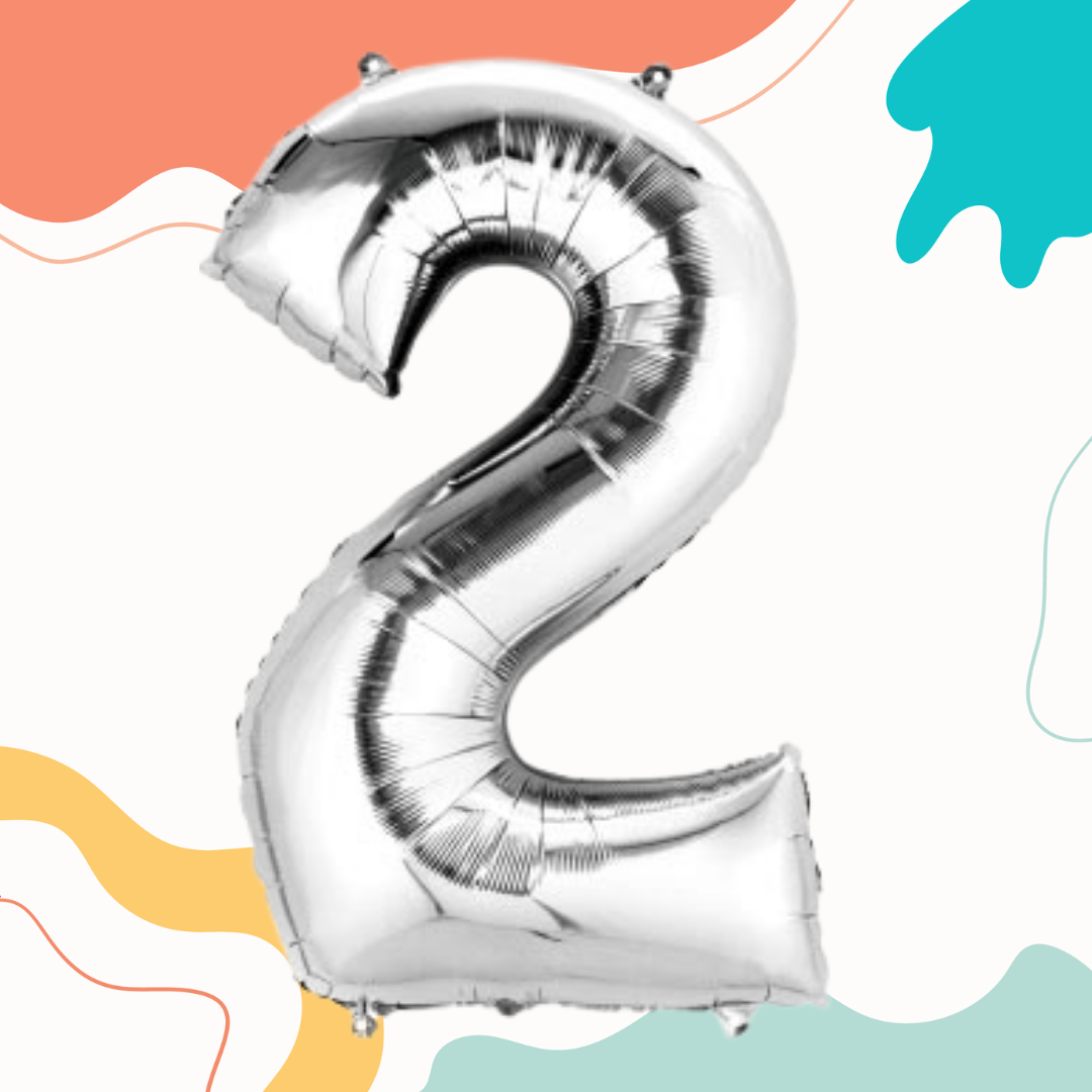 FOIL BALLOON LARGE SILVER TWO 2