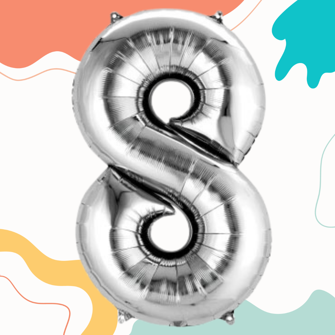 FOIL BALLOON LARGE SILVER EIGHT 8